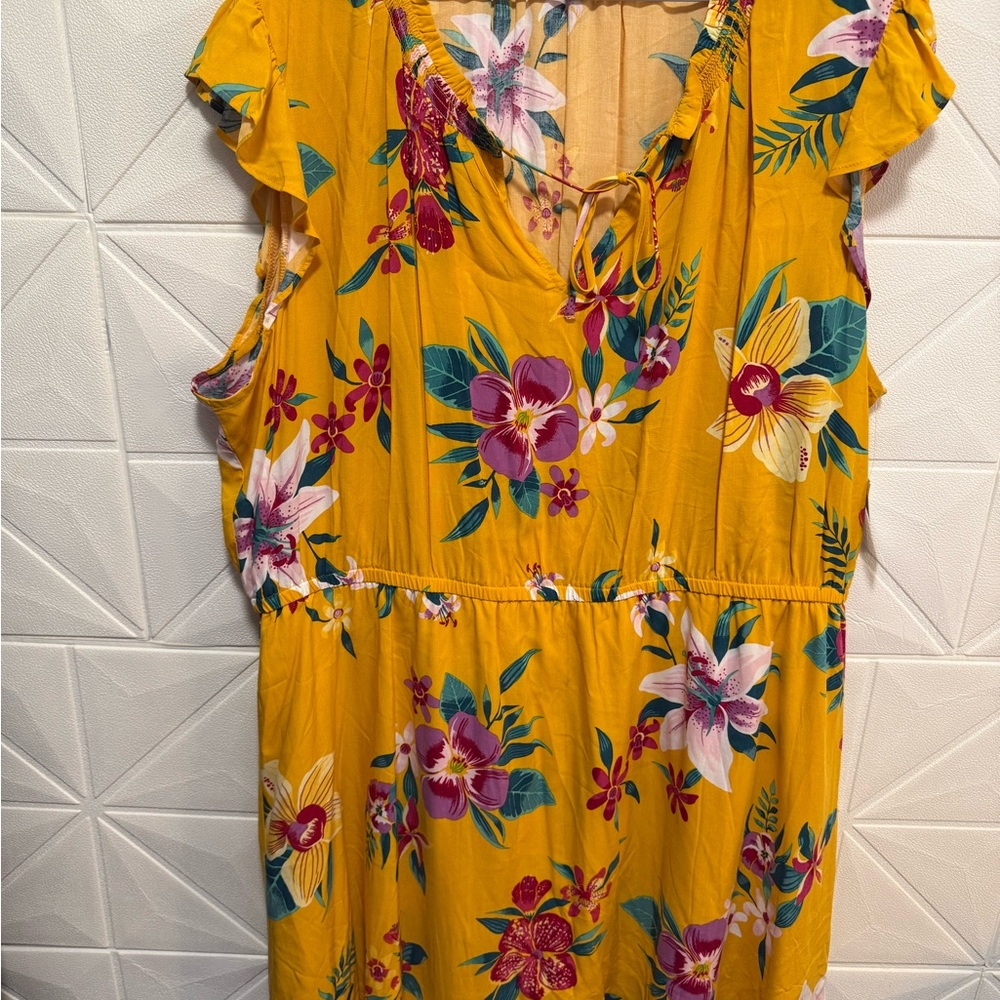 Old Navy Yellow and Purple Floral Dress